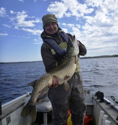 Mark O'Regan with a magnificent pike of 115 cms from Lough Ree on a lure