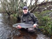 Red letter for Jason Mc Conkey on the River Finn with two fine fish of 10 lbs and 15 lbs Jason Mc Conkey about to release a beauty on the Ivy Bridge Beat, River Finn