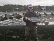 Dropping water improves sport in Galway Leo Casey from Dublin with a fine 13lbs 4oz Galway salmon taken on the fly, April 2015