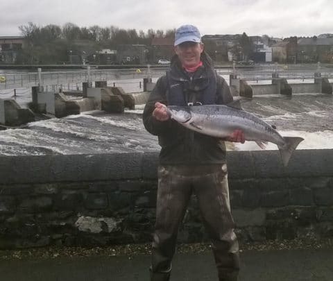 Leo Casey from Dublin with a fine 13lbs 4oz Galway salmon taken on the fly, April 2015