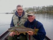 Olives and buzzer tempt Corrib trout as mayfly makes first appearance Tim Rowley with a fine 4lbs 2oz Corrib trout, with angling guide Larry McCarthy (holding fish).