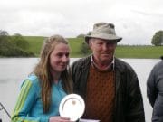 Xena Fagan won the Junior section on the Whitelake at the Vincent Smith Memorial Cup.Also pictured Paddy Smith son of the late Vincent.