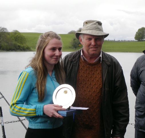 Xena Fagan won the Junior section on the Whitelake at the Vincent Smith Memorial Cup.Also pictured Paddy Smith son of the late Vincent.