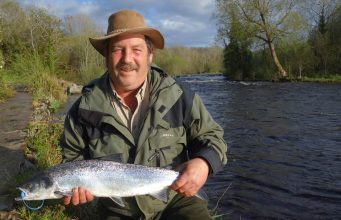 Tony Parker with his fish on fly from the Mill pool on Monday. Tony released his first 2 fish this season.