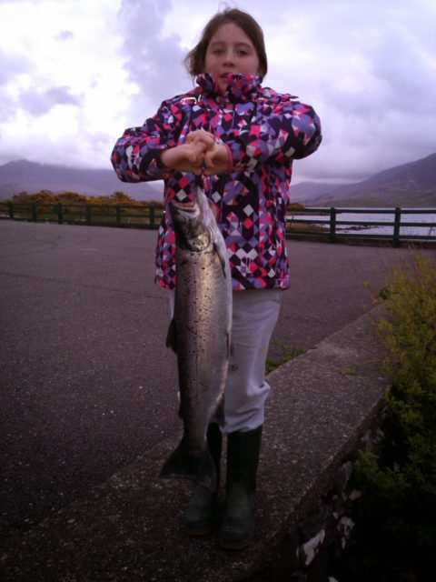 Jayden Fogarty with her first salmon