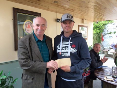 Lough Fern Classic Winner, David Roulston with Milford Club President, Hugo Duggan
