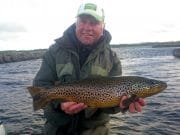 Weather makes no difference to superb fishing on Corrib Angling guide Larry McCarthy with yet another fine Corrib trout taken during the mayfly, May 2015