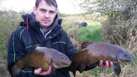 Killian with a couple of nice Tench from his catch