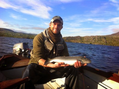 Sion Brain with a fine catch and release sea trout taken on fly.