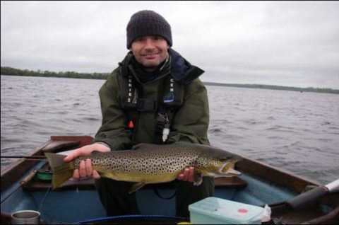 Shane O’Reilly, Dublin with his 57cm trout caught using a team of wets after 6pm