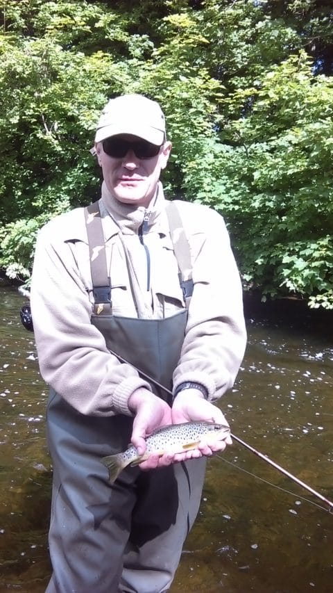 Filip with a beautifully marked brown trout on Sunday morning