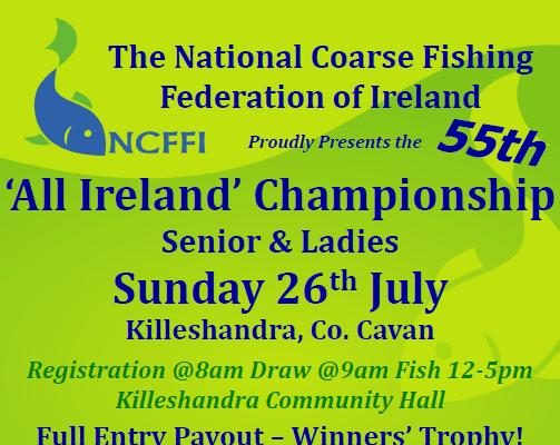 Reminder: coarse angling All Irelands on 26 July All Ireland