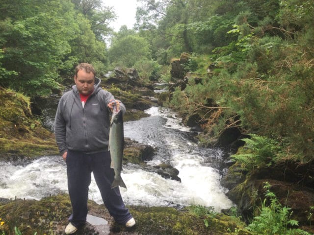 Mick O Toole with a nice Owenwee salmon of 8lbs