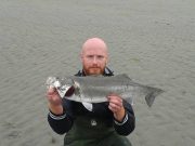 Mines a bass at Courtmasherry says Patrick, Lady Patricia prefers blues Patrick Weblin with bass at Courtmasherry