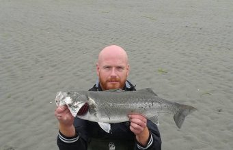 Mines a bass at Courtmasherry says Patrick, Lady Patricia prefers blues Patrick Weblin with bass at Courtmasherry