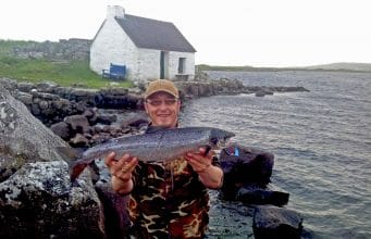 Grilse arrive in Screebe Trevor Down with a fine 6.5lbs grilse from the Salmon Pool at Screebe