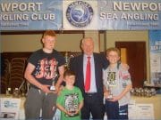 19 blue shark for Tigger's anglers in 1 day The Winning Team - Damien Chambers, Ryan Chambers & Darragh O’Grady pictured with Minister Ring