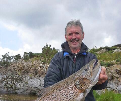 Brian Joyce from Derrypark Lodge with a magnificent 15.5lbs ferox trout caught on Lough Mask