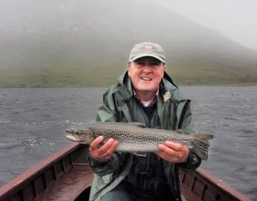 Dan O'Donovan from Cork with a fine 4lbs sea trout from Lough Inagh