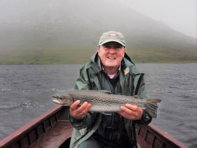 Dan O'Donovan from Cork with a fine 4lbs sea trout from Lough Inagh