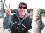 Two monsters for bass anglers fishing with James McSweeney Not one but two monsters. This one was 69cms for James Crowley