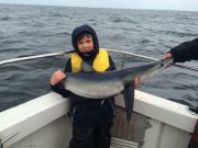 Massive blues for the Kiwi Girl as she tackles the rough weather Josh the young sharker !