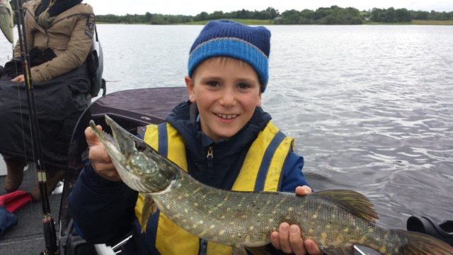 8 year old Gaius is all smiles with his first Irish Pike