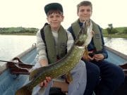 Youngsters Laurence and Huw enjoy pike action in Mayo!