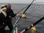 Pleny of shark and good cod around Clonakilty Two of our visitors from the USA sharing a Blue Shark