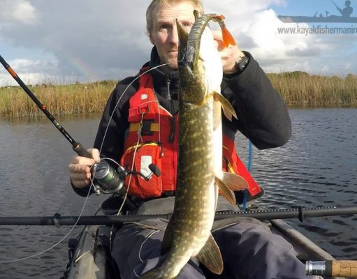 Kayaker Gary enjoys the tussle of the Autumn pike angling