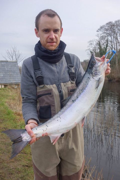 Joe Broderick with his fish on Saturday