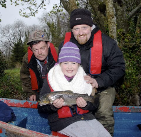 Eight years old Katie McKeon and dad Stephen of Clonard pictured   with Charlie McGee of Longwood.