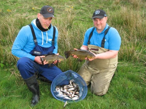 Peter and Bart with mixed catch of Tench and Roach