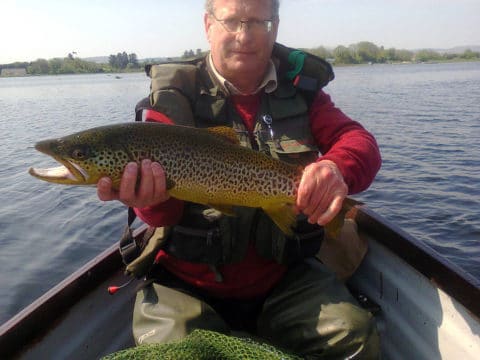 Robert Leachman from the UK, with his personal best trout of 5lbs caught on Lough Corrib on a dry olive pattern, 15 May 2016