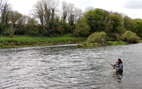 Fly Fishing Expert Glenda Powel in Action Yesterday on the Blackwater Salmon Fishery