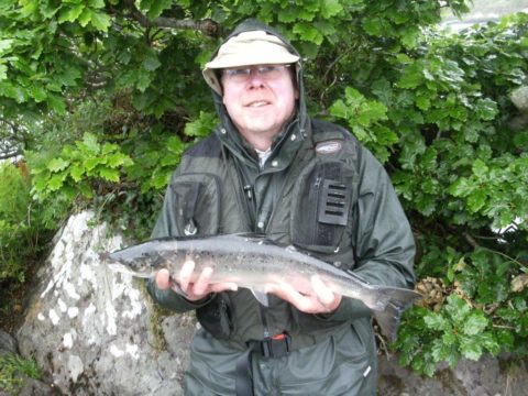 One of 2 grilse caught by Peter Liddell. Peter retruned this one, about 3lb and kept the other, a 4lb fish