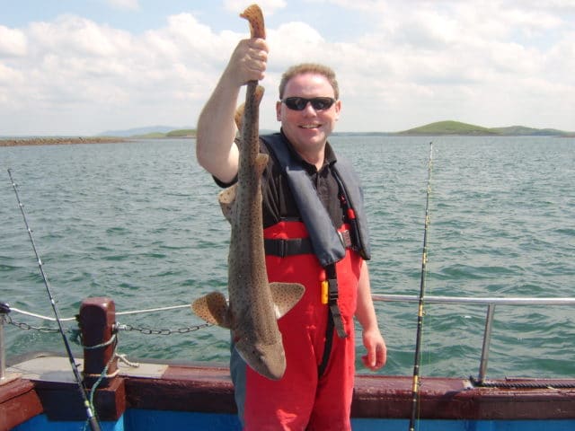 David Moran pictured with a 38” huss which won a prize for the largest fish on the day.