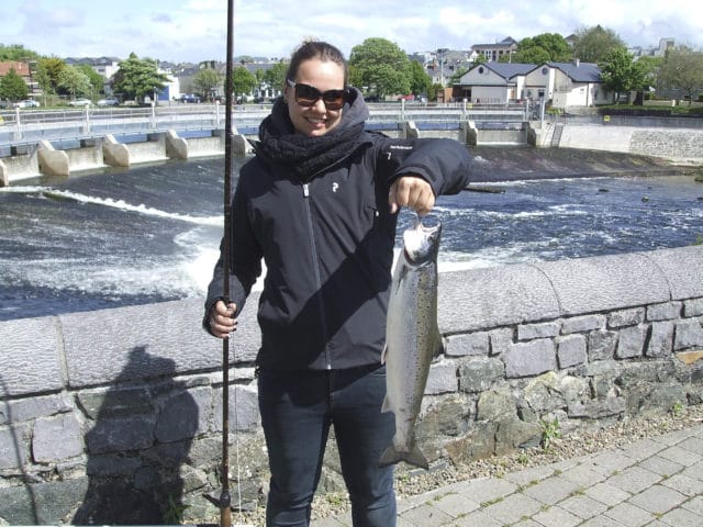 Leen Verhoeven from Belgium with her first Galway salmon, May 2016