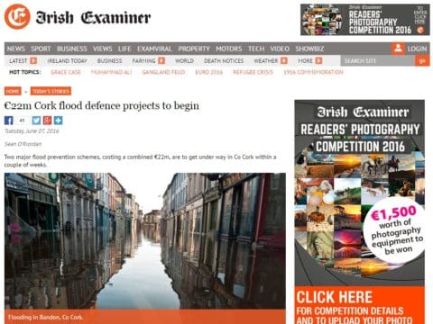 €22m Cork flood defence projects to begin, Irish Examiner - 06 June 2016