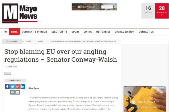 Stop blaming EU over our angling regulations – Senator Conway-Walsh
