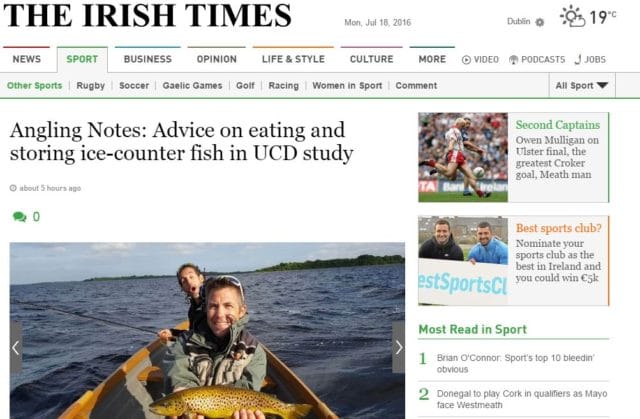 Angling Notes: Advice on eating and storing ice-counter fish in UCD study