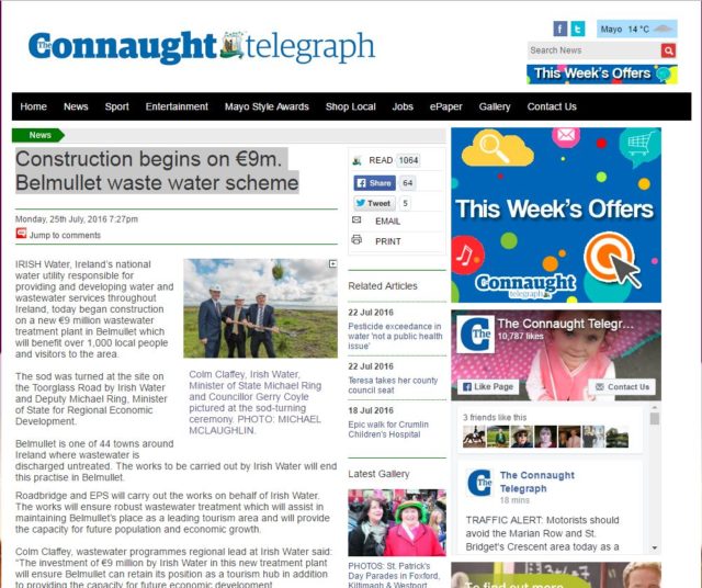 Construction begins on €9m. Belmullet waste water scheme