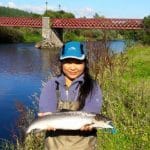 Queen of the Blackwater Wilawan Carroll she does it again lovely fish of 5lbs taken at Ballyduff Bridge