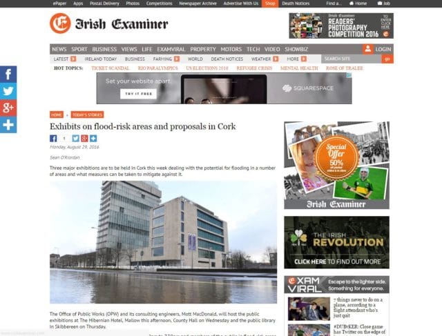 Exhibits on flood-risk areas and proposals in Cork