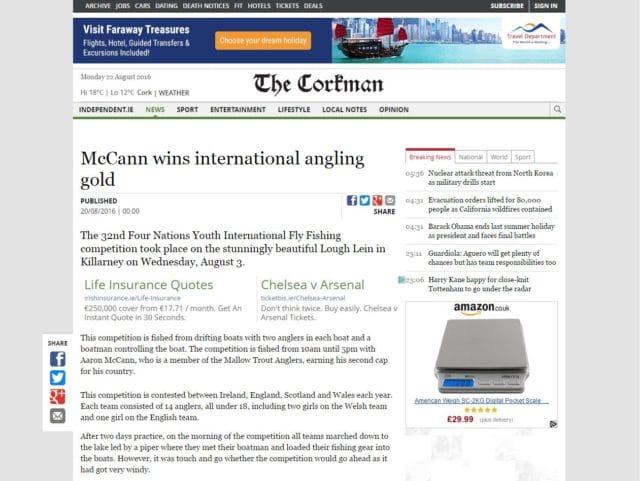 McCann wins international angling gold, The Corkman