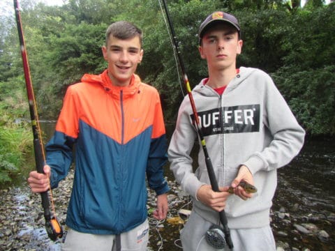 Nicky O' Hagan and Matthew McDonald of Whitechurch Youth Group, Rathfarnham enjoying fishing with Inland Fisheries Ireland’s Dublin Angling Initiative.