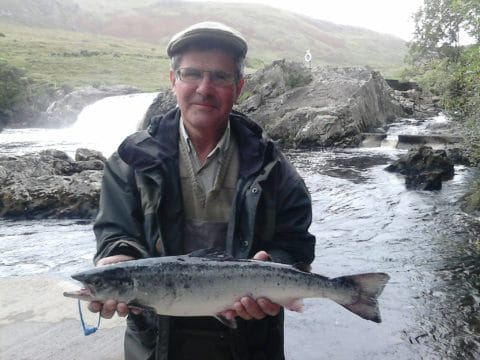 Peter Unsworth with his fresh 4.6lbs grilse 