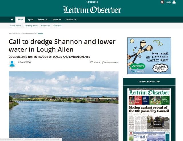 Call to dredge Shannon and lower water in Lough Allen