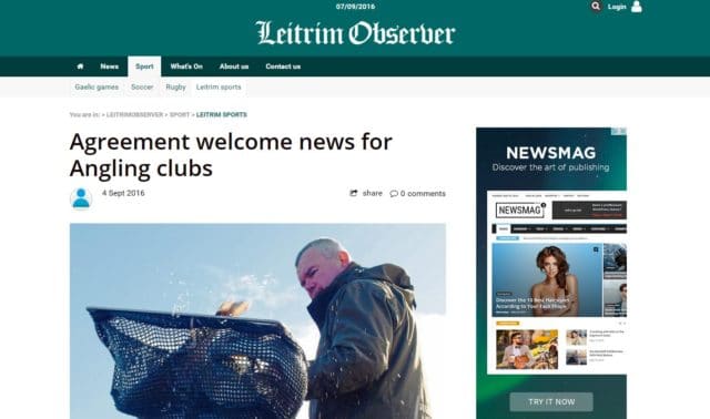 Agreement welcome news for Angling clubs