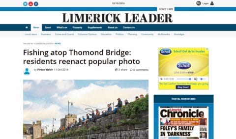 Fishing atop Thomond Bridge: residents reenact popular photo